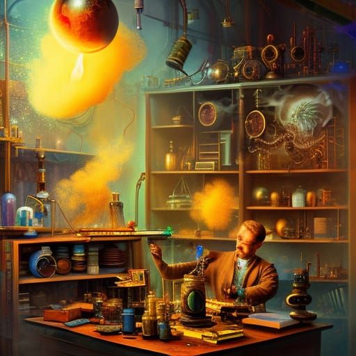 Chaotic Alchemist's Workshop with Explosions