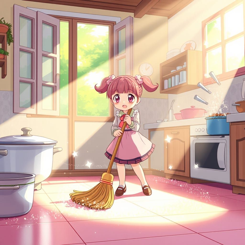 Magical Chores in Whimsical Anime Kitchen
