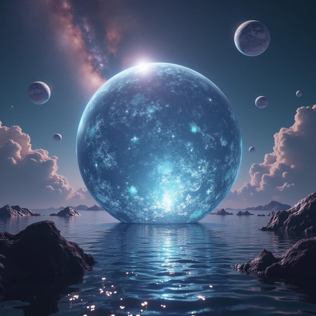 Transparent Glass World Surrounded by Stars