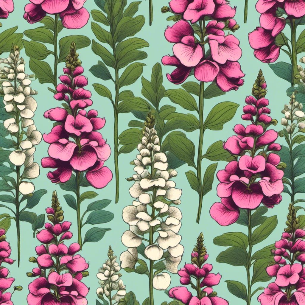 Detailed Botanical Print of a Foxglove Flower