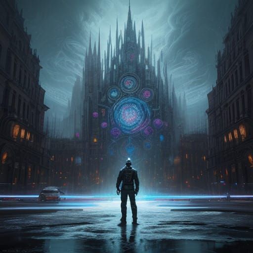 Cristiano Ronaldo Standing Heroically in a Dreamlike Madrid,...