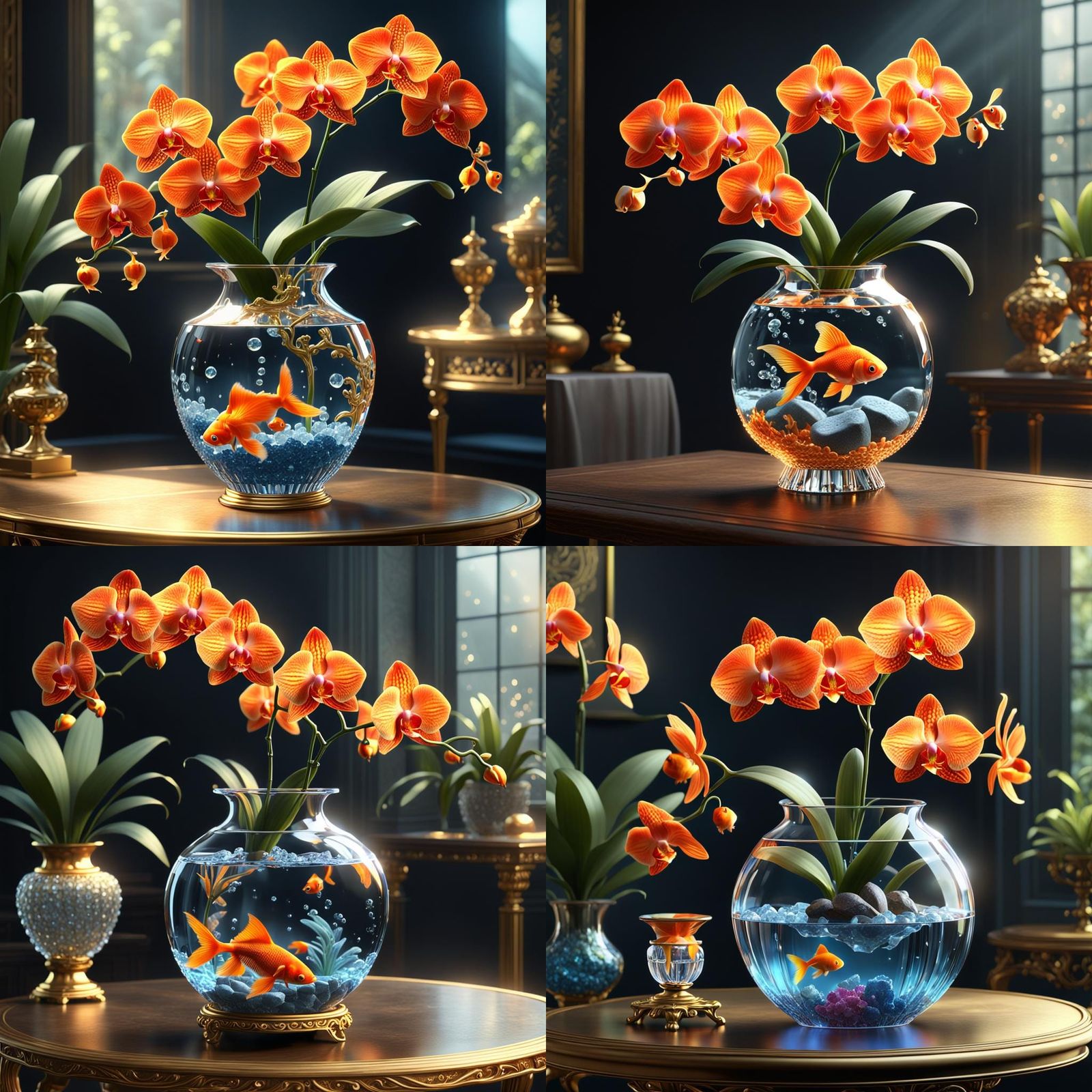 Orchid and Goldfish Still Life in Unreal Engine