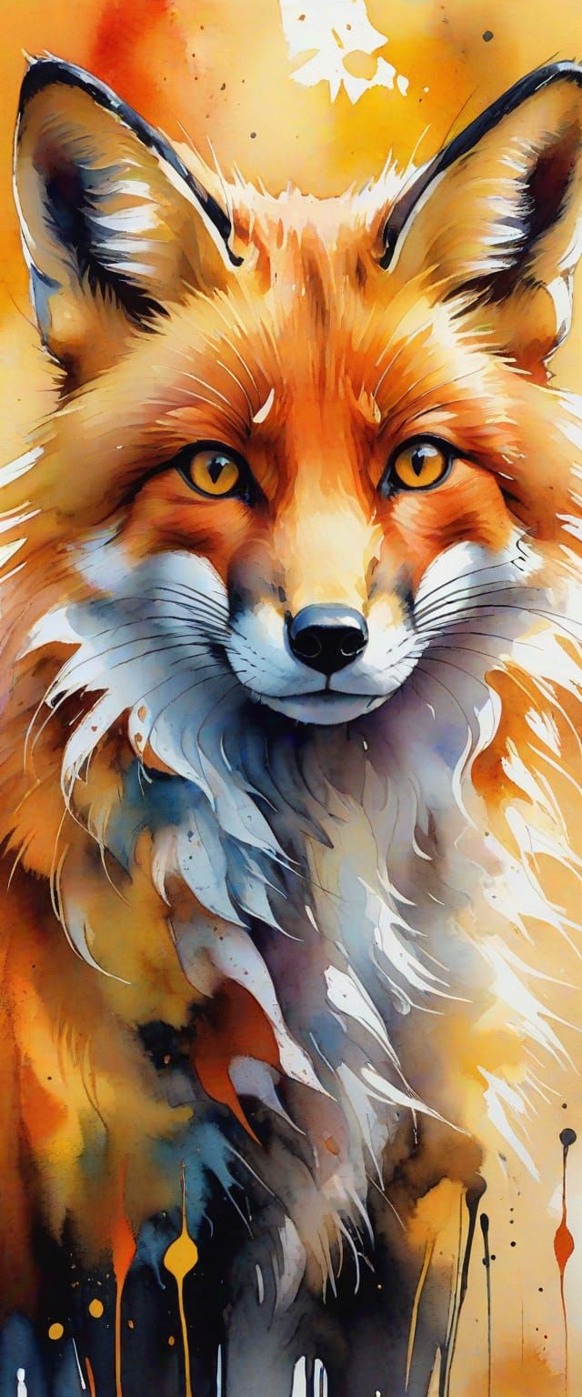 Adorable Fox in Detailed Ink Painting