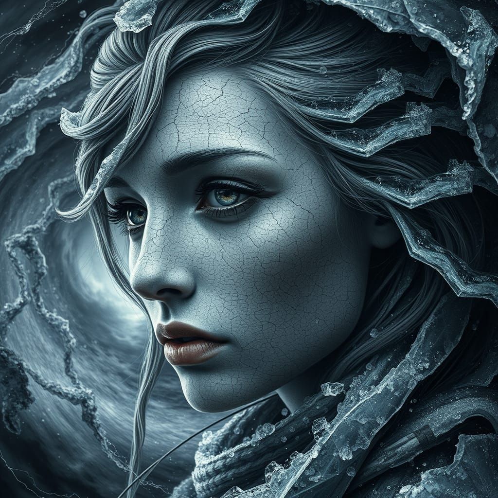 Icy Woman Portrait in Rutkowski Style