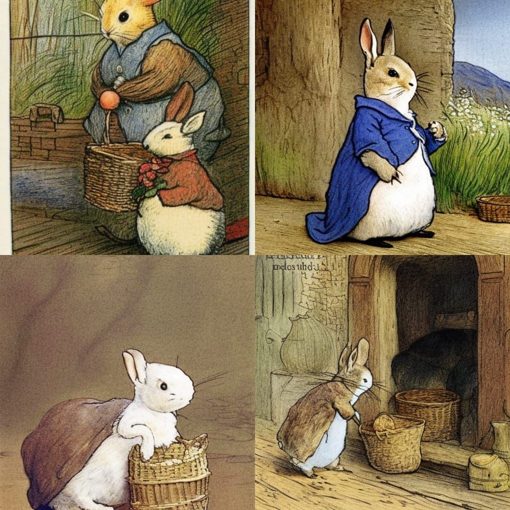 Whimsical Animal Illustration in Beatrix Potter Style