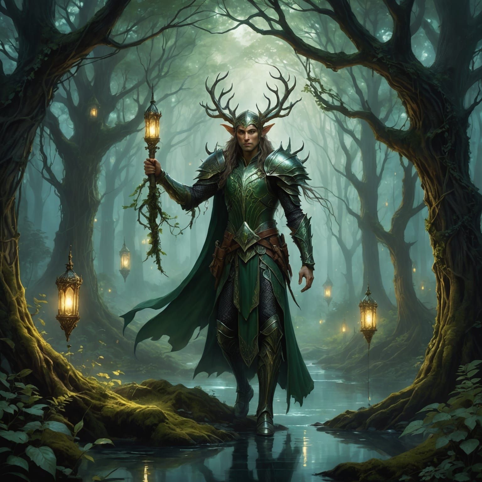 Mystical Forest Journey in Anime Style