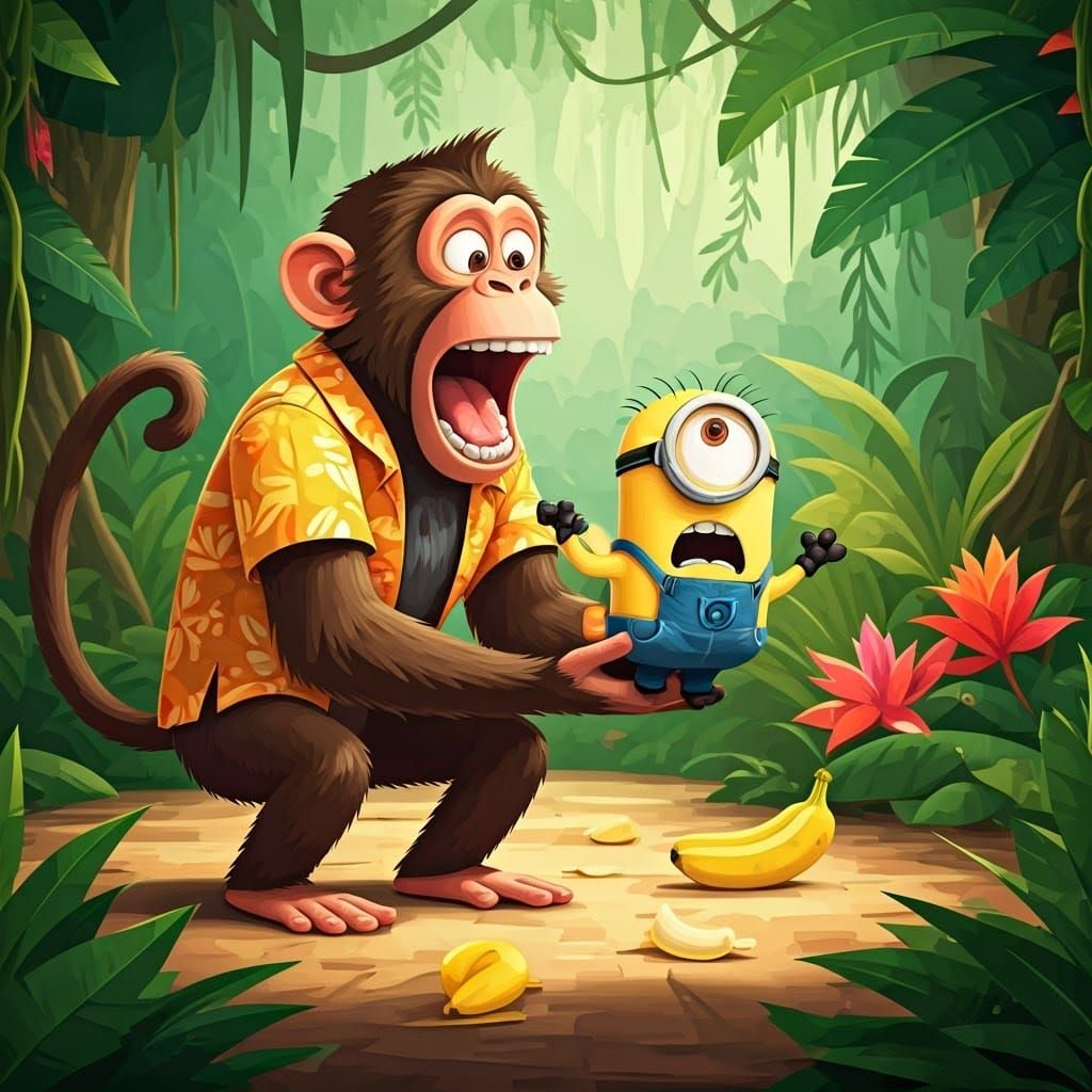 Monkey Mistakenly Bites Minion for Banana