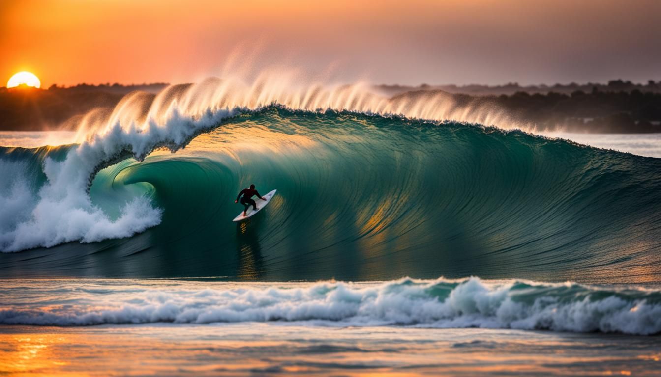 Epic Sunset Wave Surfing Photography