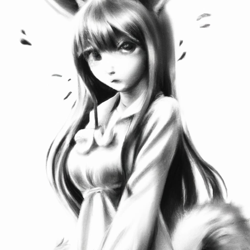 Elegant Computer Spirit as Monochromatic Pencil Sketch