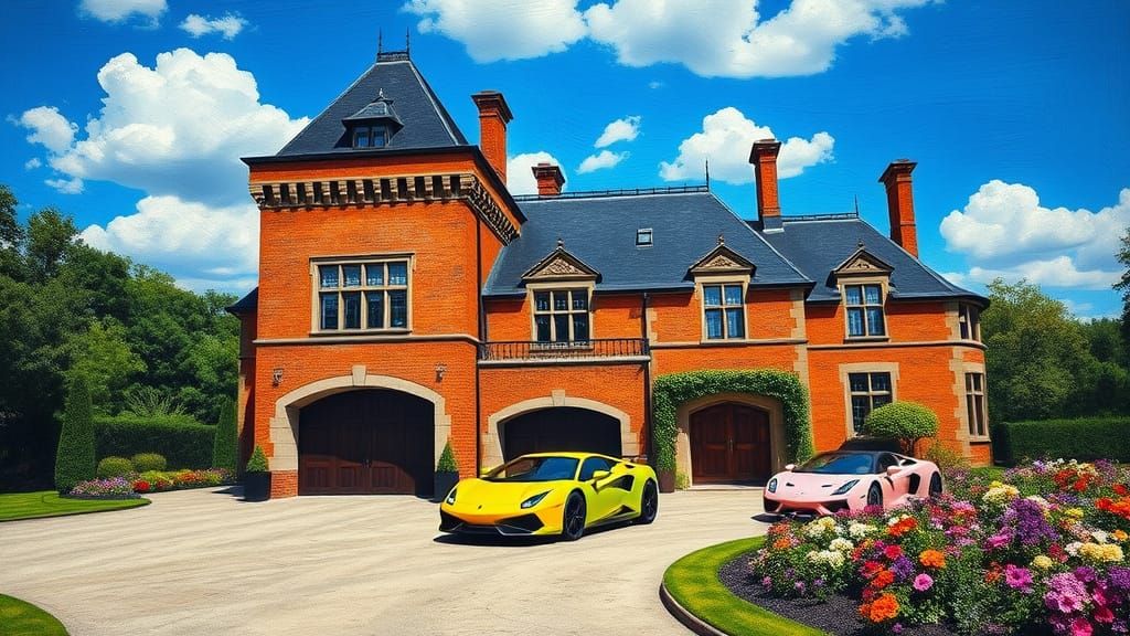 Grand Chateau with Supercar, Painterly Realism