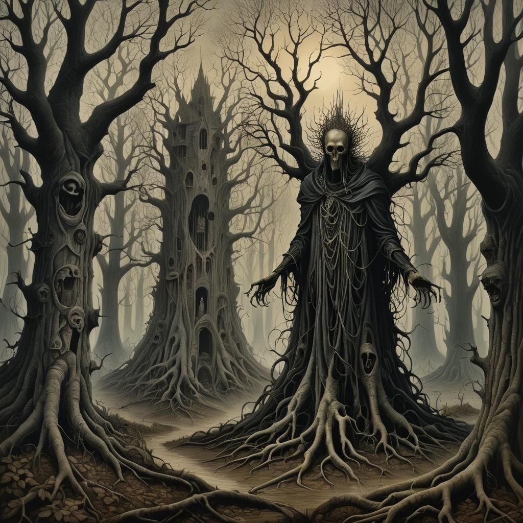 Ethereal Spectral Forest in Perpetual Twilight