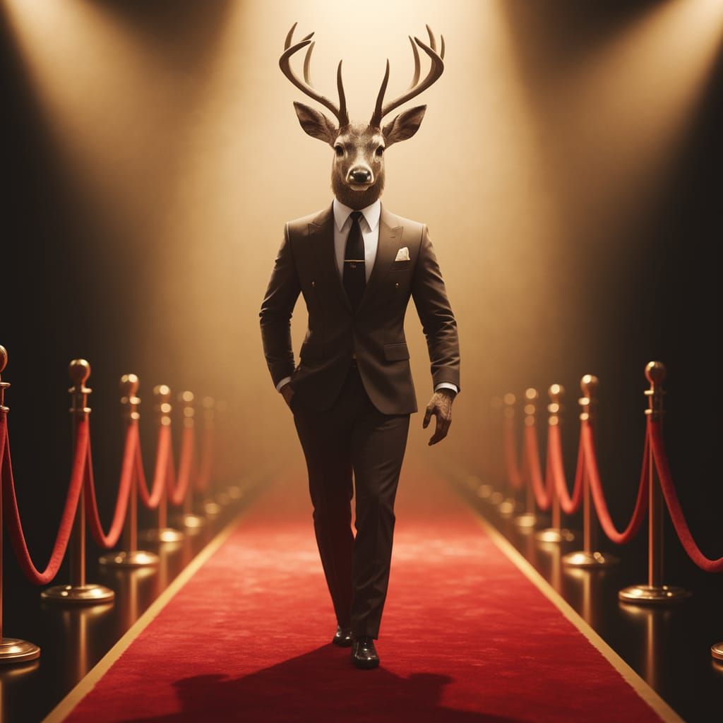 Elegant Anthro Deer on the Red Carpet