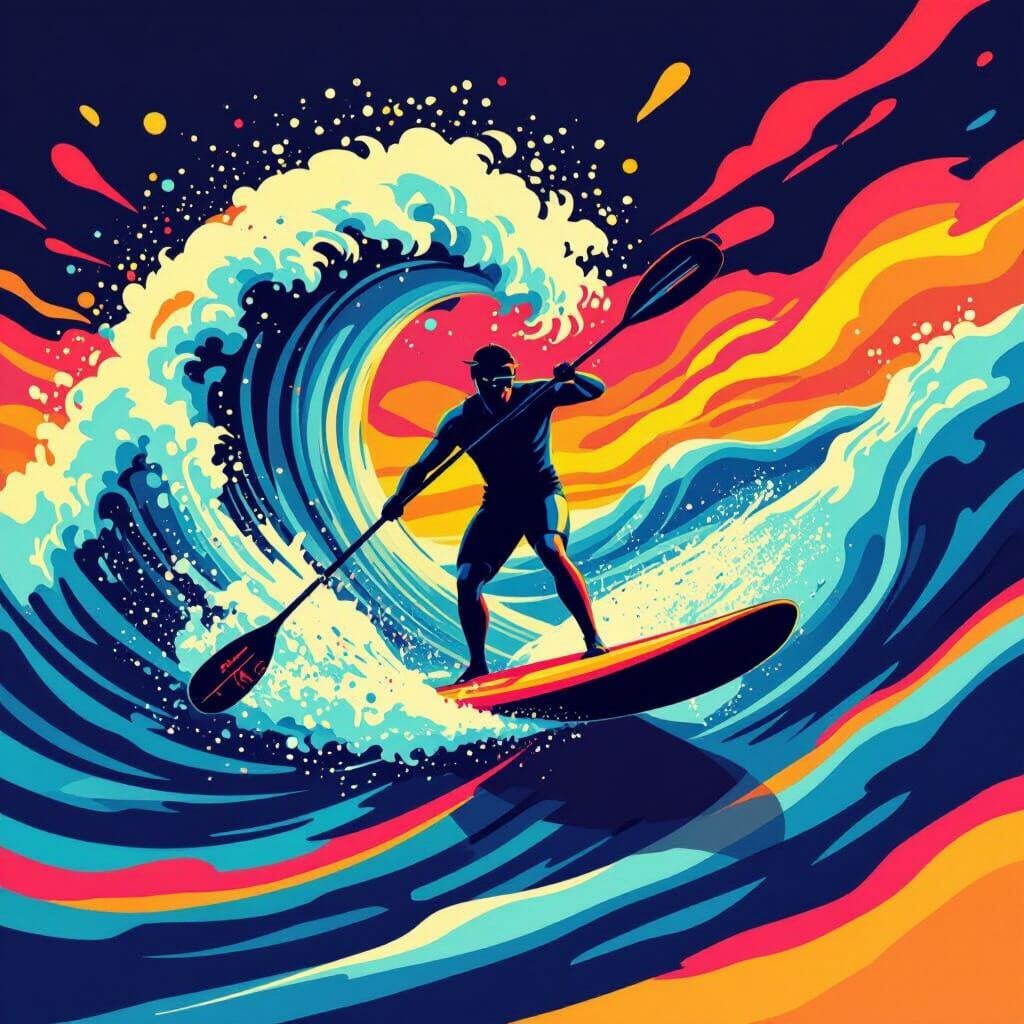 Clalit SUP Team Logo: Surfer on Vibrant Waves