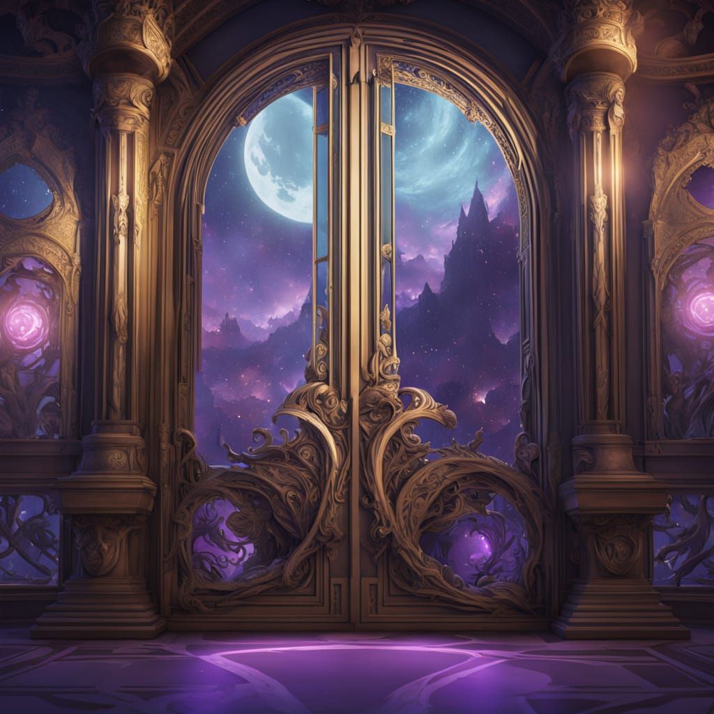 Planetary Portal to Fantasy Forest, Dark Fantasy Concept Art