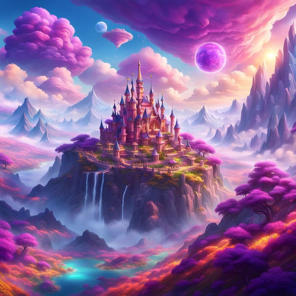Magical Cloud Kingdom: Vivid Fantasy Concept Art