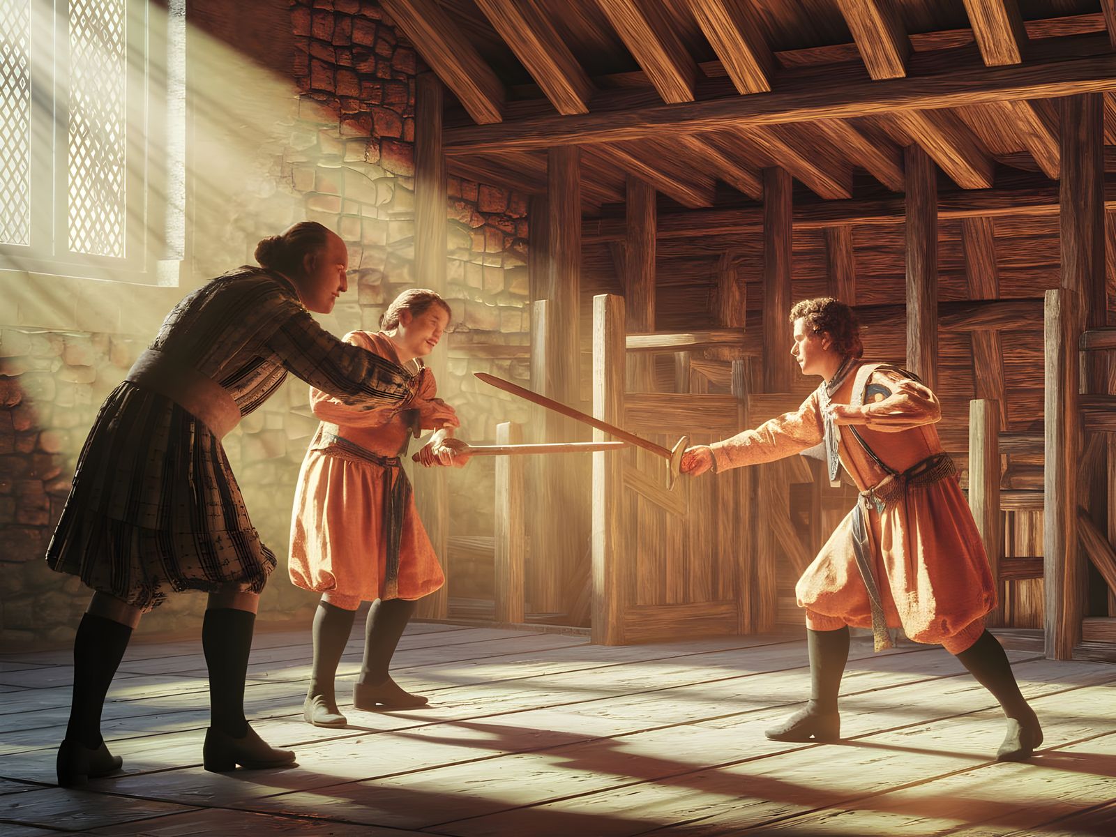 William Shakespeare's dress rehearsal for the Tybalt and Mercutio Sword Fight, Hours Before the Opening Night of Romeo a...