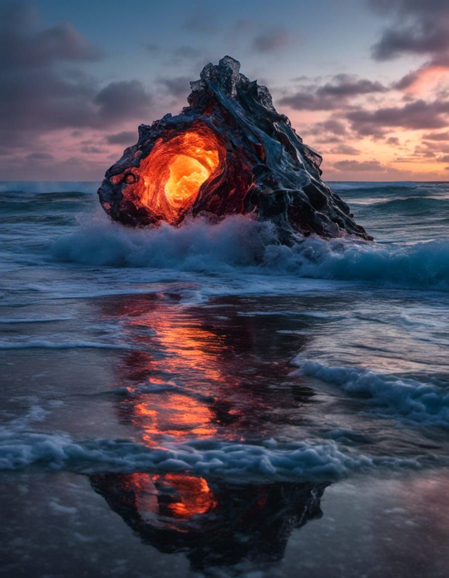 Atoll Forged Like Moldavite Silver With Living Flame