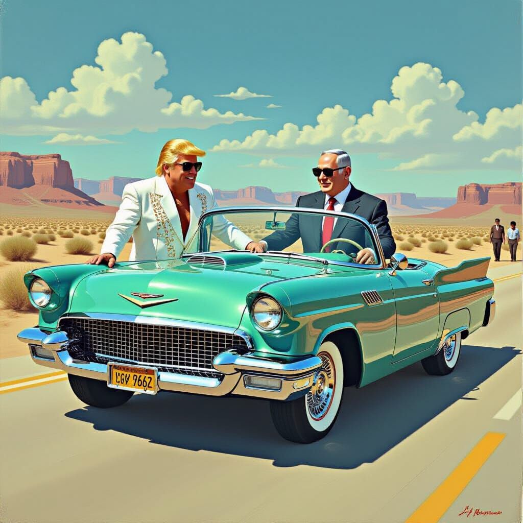 Trump and Netanyahu Cruise in Elvis Style
