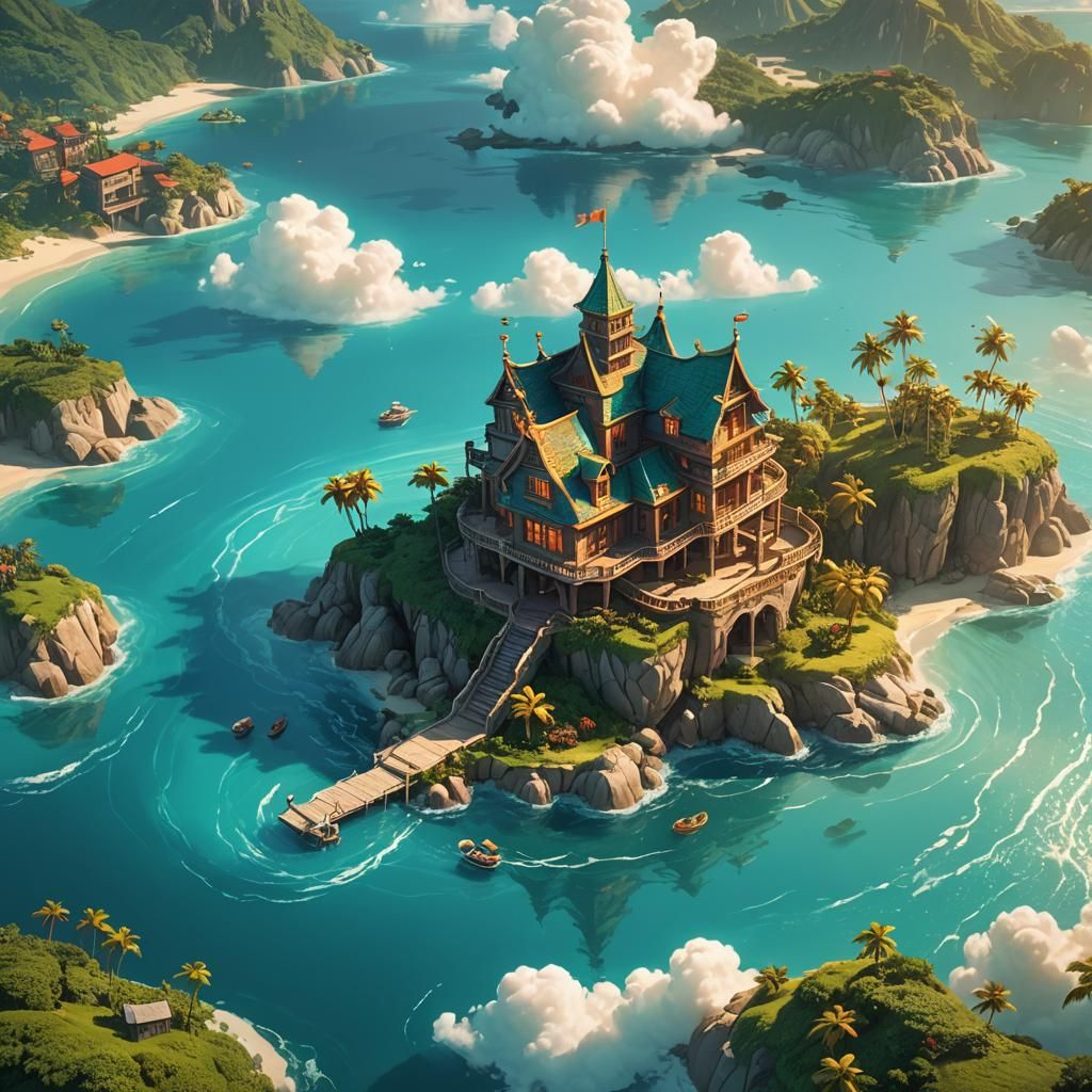 Fantasy Island House in ZBrush-Inspired Digital Art