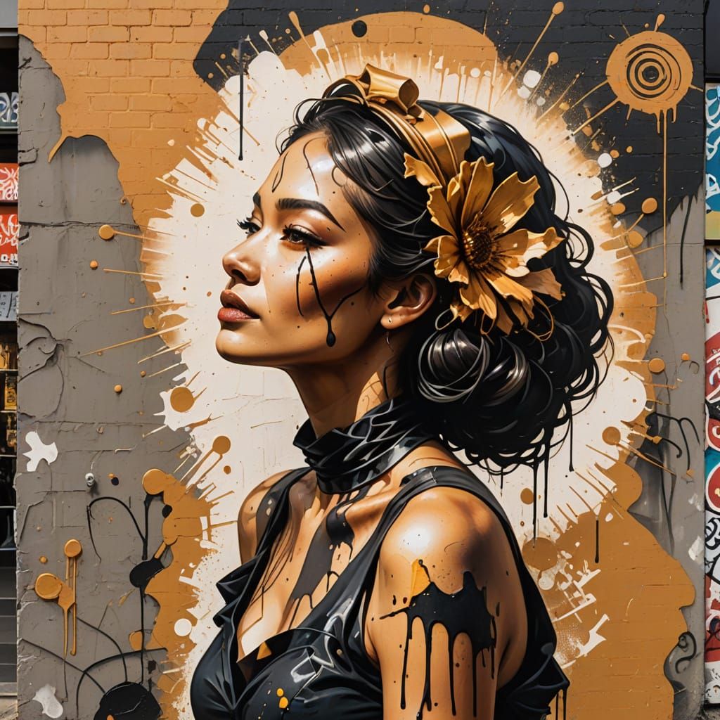 Dark Fantasy Graffiti Art of a Young Woman