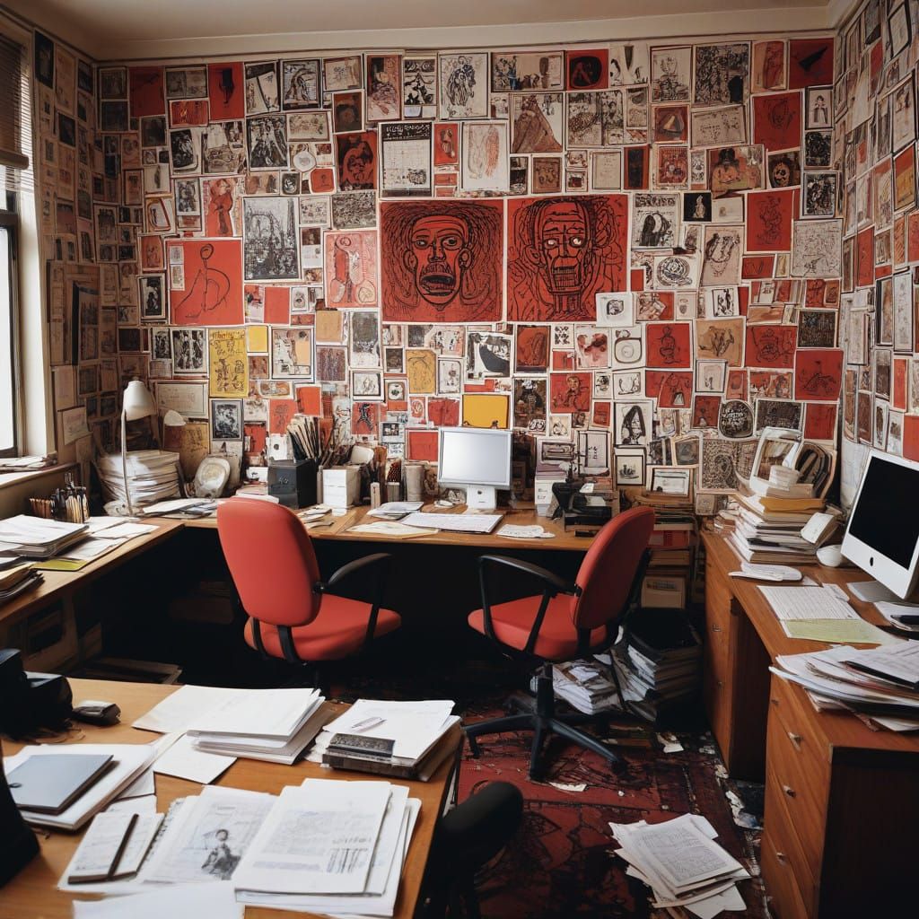 Bureaucratic Chaos in Vibrant Street Art Style