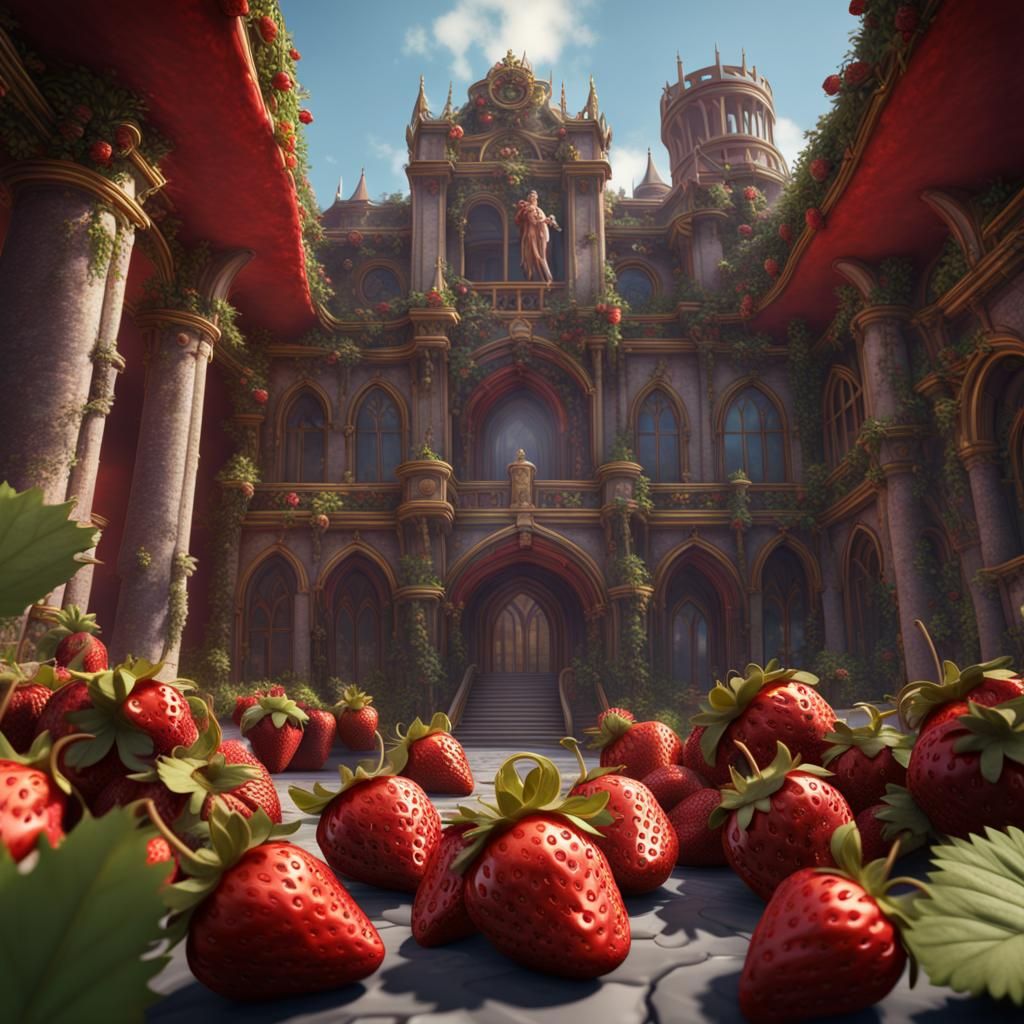 Strawberry Royal Family: Detailed Matte Painting in Deep Col...