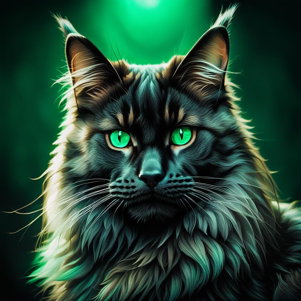 Majestic Black Maine Coon Cat Portrait