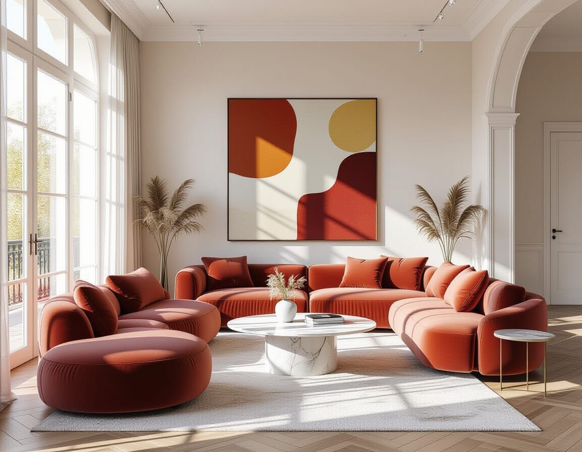 Opulent Sun-Drenched Modern Living Room Interior