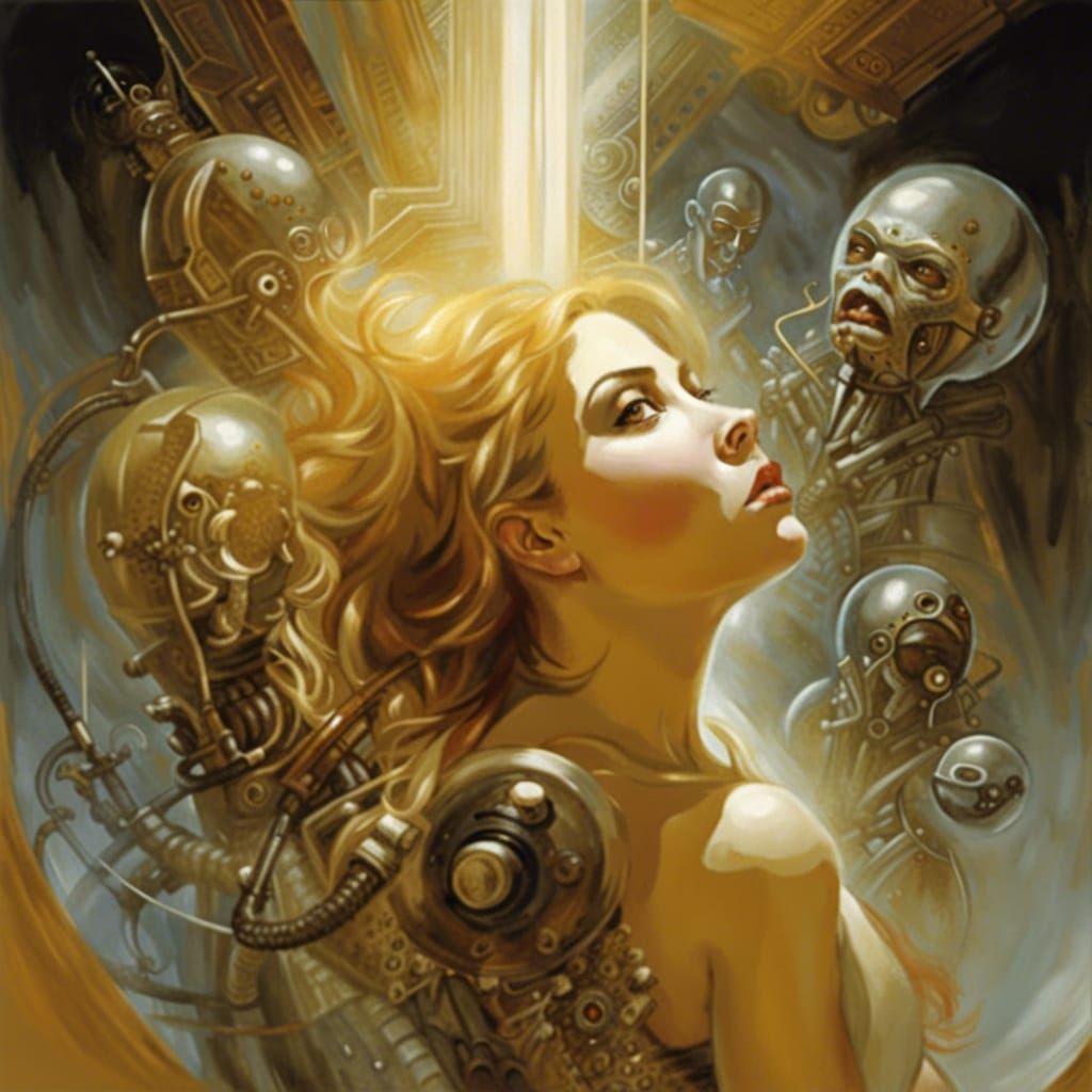 Intricate Sci-Fi Horror Painting: Seven Minutes in Heaven