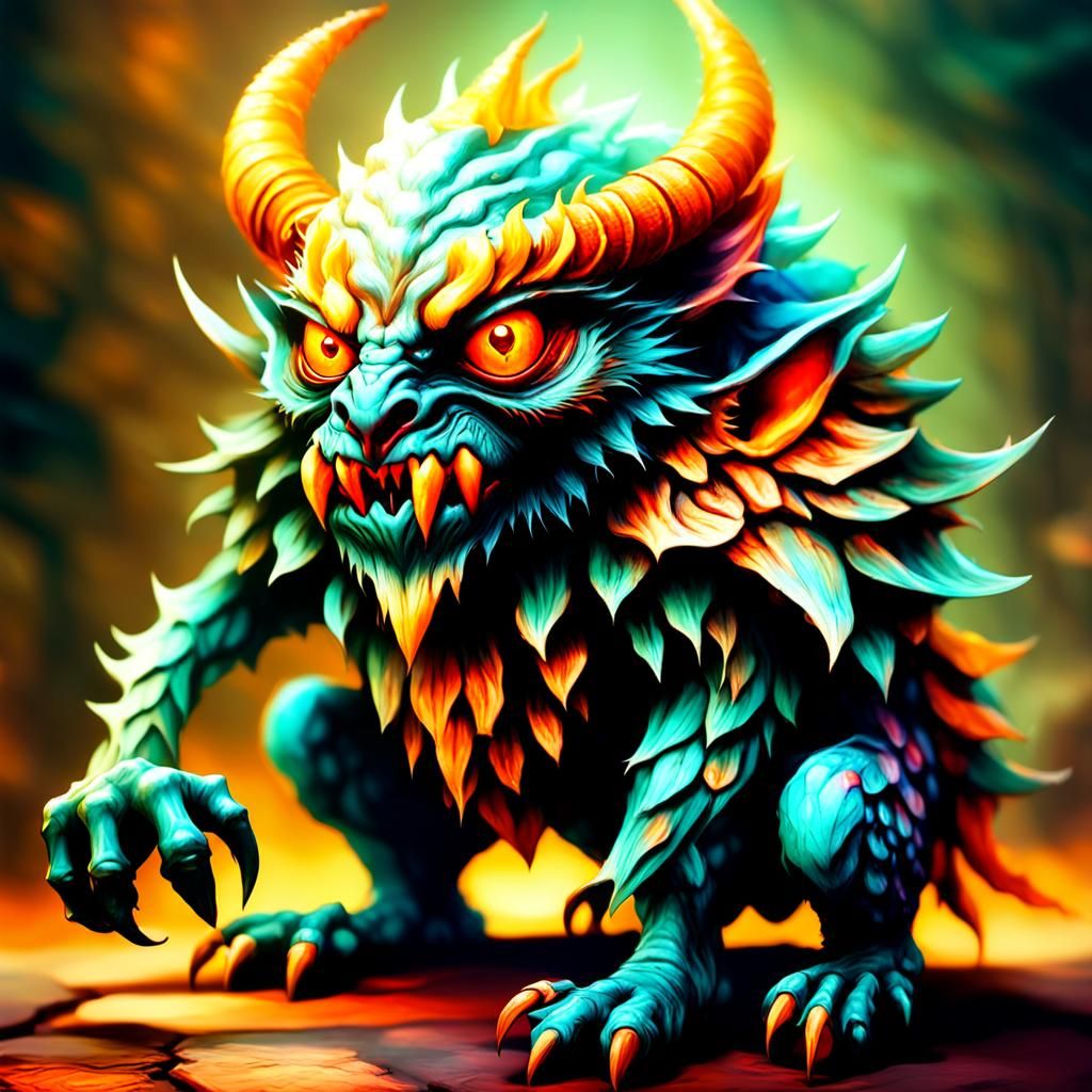 Grotesque Demon Feasting: Hyperrealistic Dark Fantasy Art