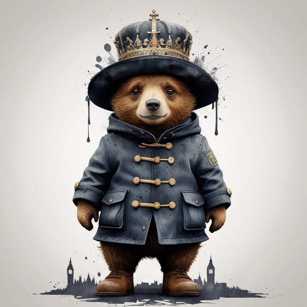 Iconic Paddington Bear in Traditional Tattoo Art Style