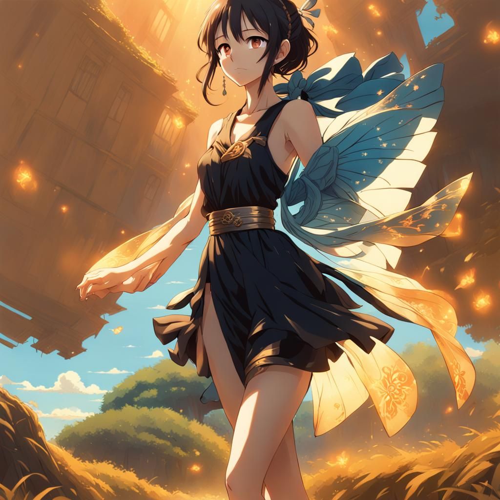 Japanese Fairy Woman in Anime Style