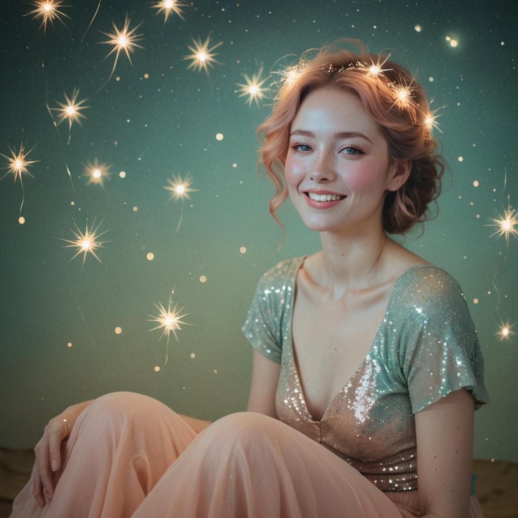 Sparkling Portrait with Halo Glow in Tonalist Style