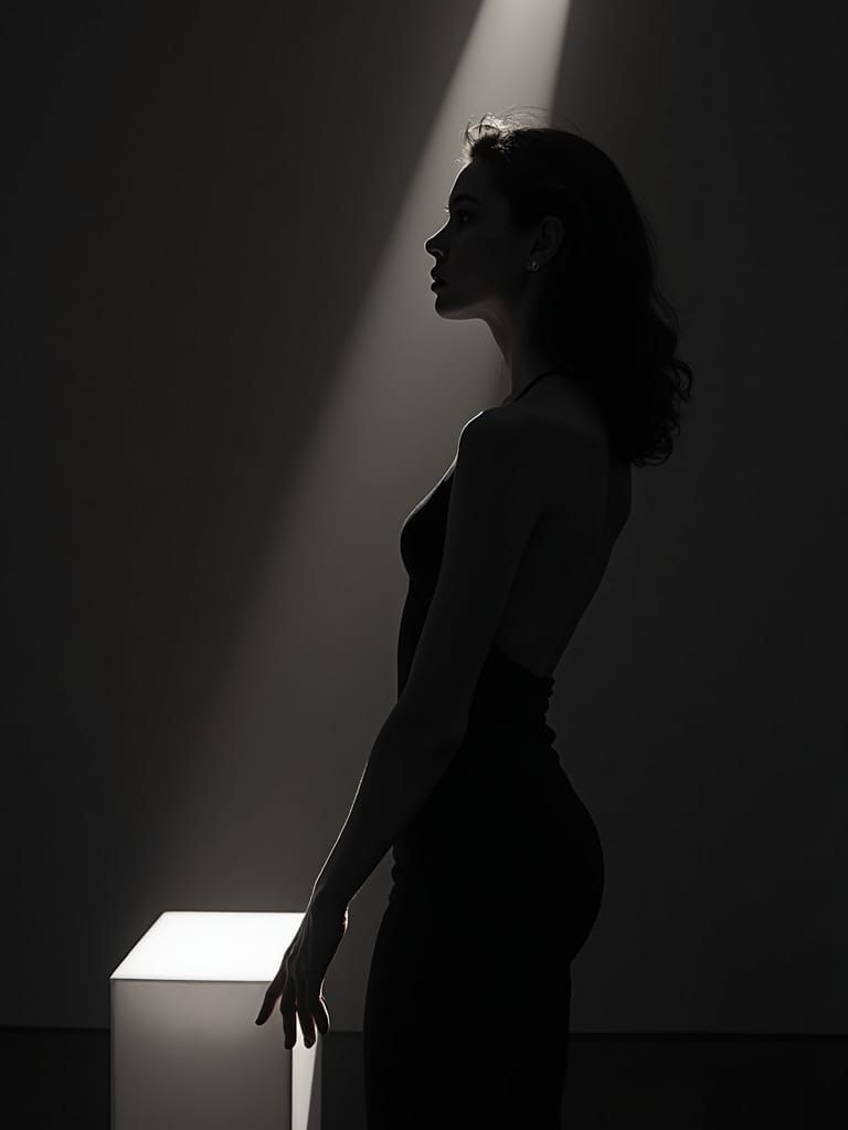 Elegant Woman in Light and Shadow: Fine Art Photography