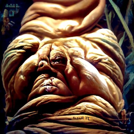 Jabba the Hutt Portrait in Oil Painting Style