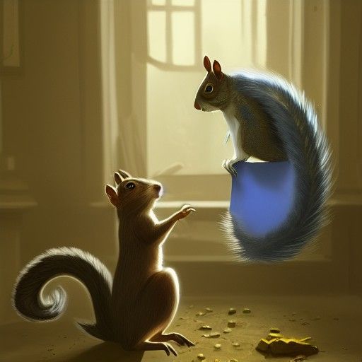 Blue Squirrel Marine Illustration in Fantasy Style