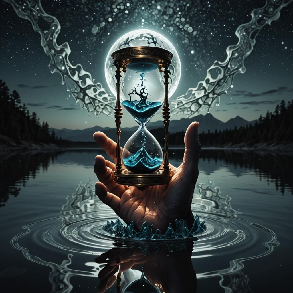 Hand of Death Holding Fractured Hourglass