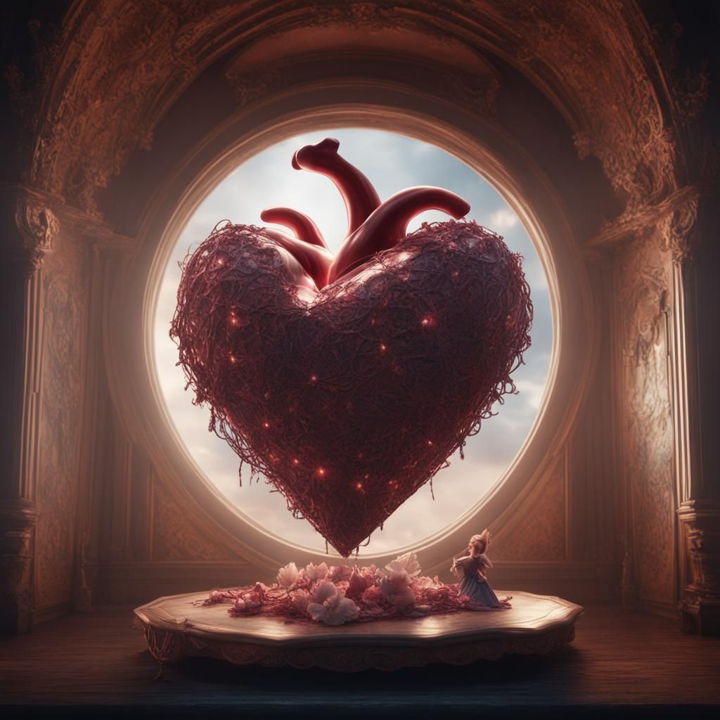 Heart Bursting from Porcelain Doll: Digital Matte Painting