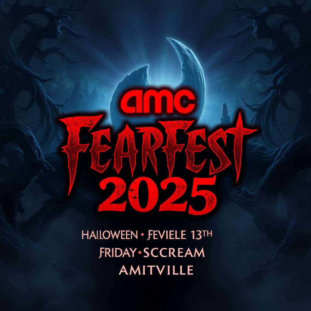 AMC Fearfest 2025 Logo on Spooky Horror Movie Poster