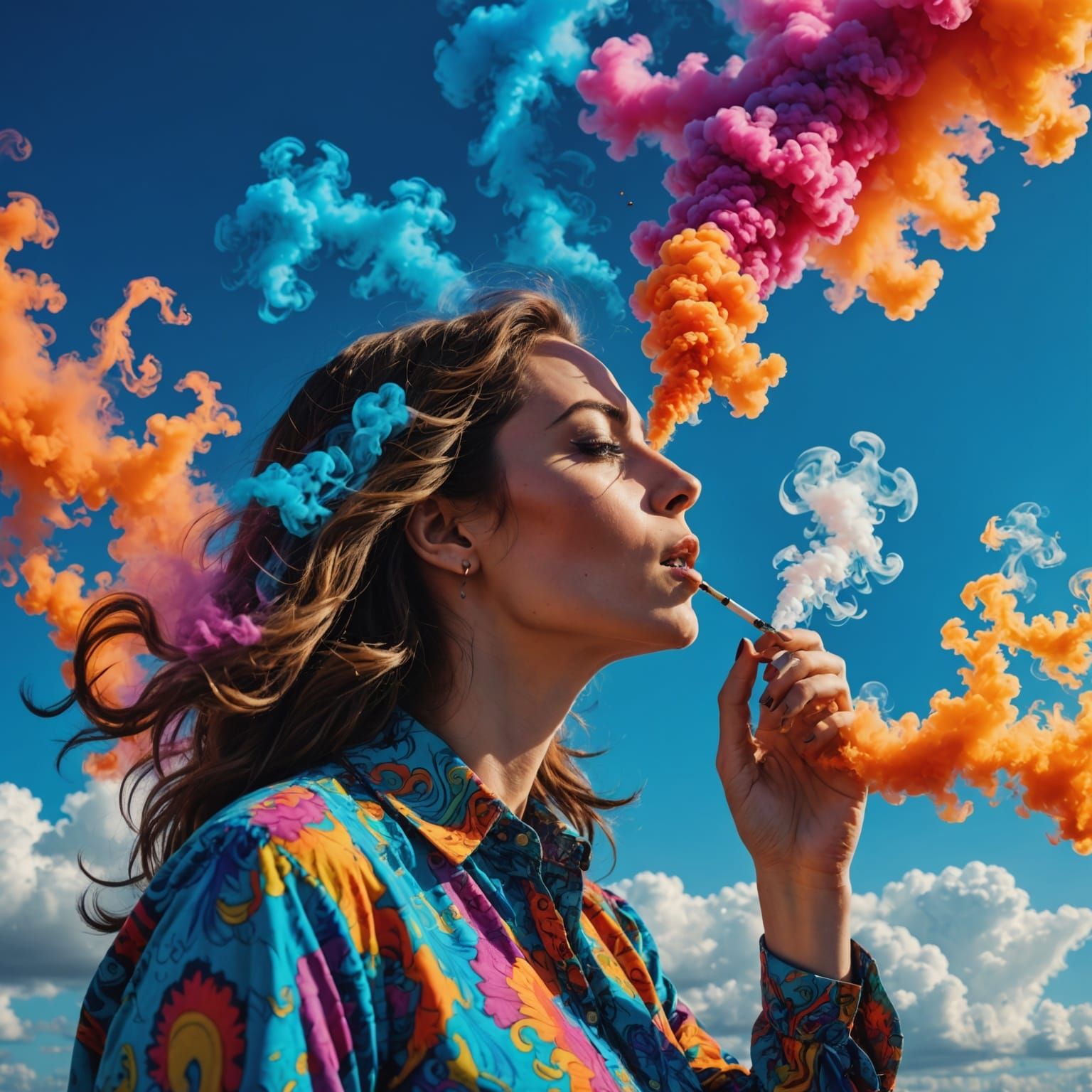 Lady in Vibrant Smoke, Psychedelic Art