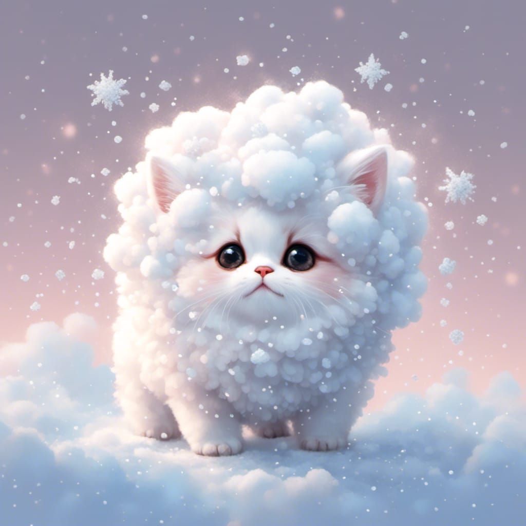 Happy Pastel Cartoon Snow Cloud