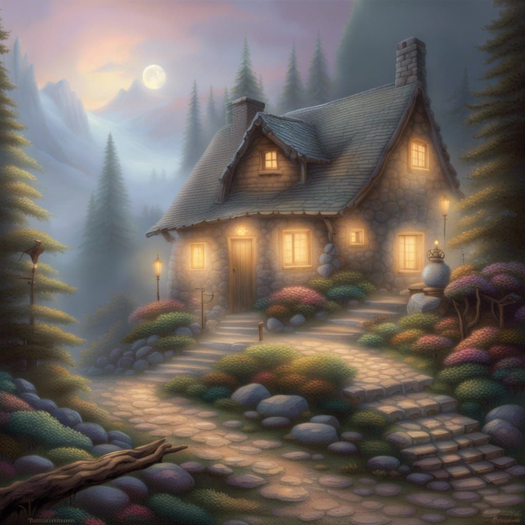 Cabin in a Globe: Ethereal Fantasy Landscape