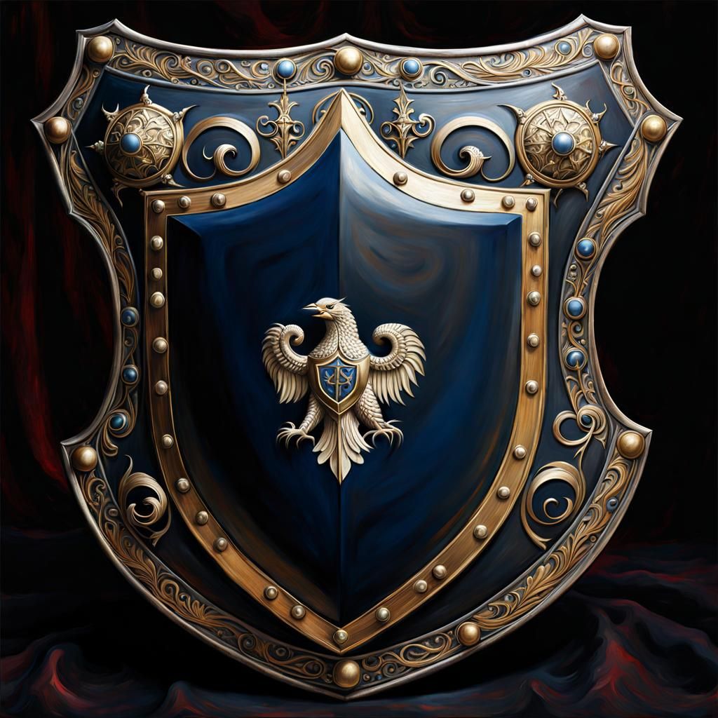 Ornate Medieval Shield in Gothic Dark Art Style