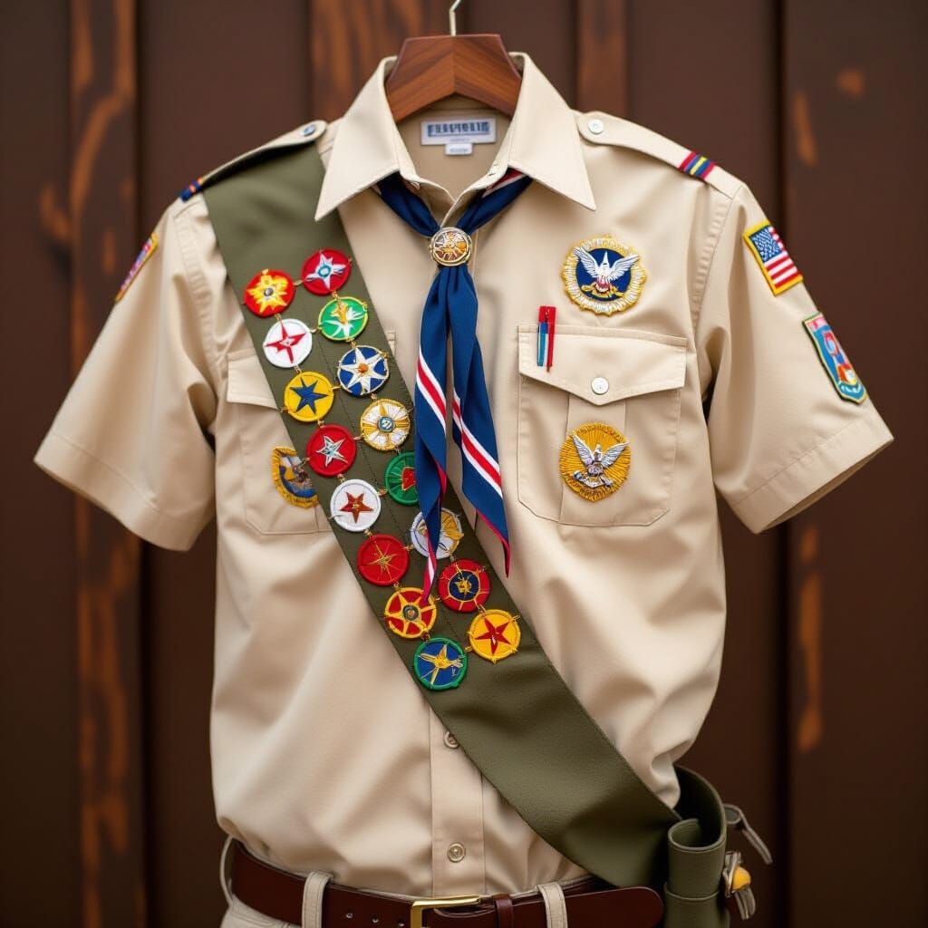 Scout Shirt Displaying Eagle Scout Badge