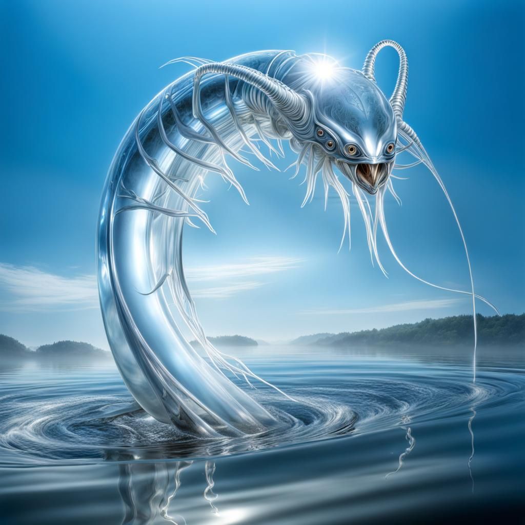Intricate Transparent Water Creature in Volumetric Lighting