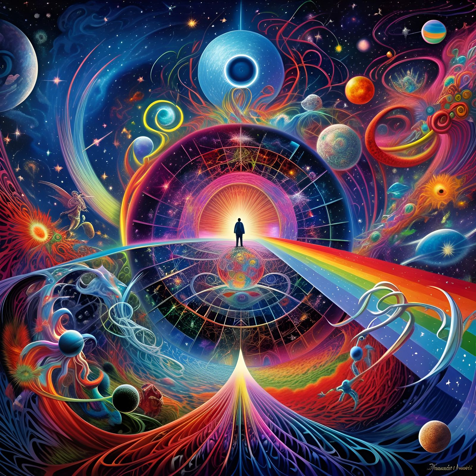 Surreal Tribute to Pink Floyd's Time in Fantasy Art Style