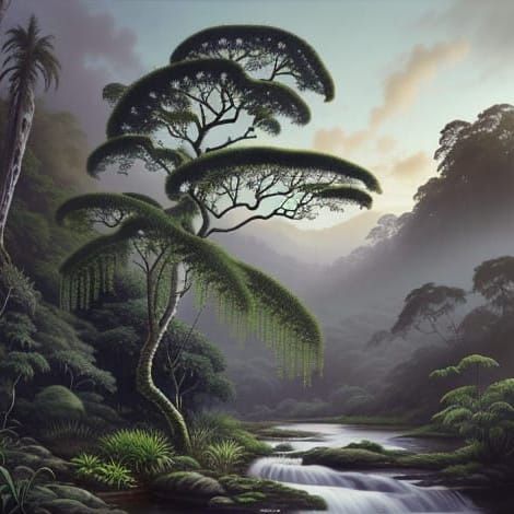 Vibrant Triassic Rainforest in Photorealistic Style