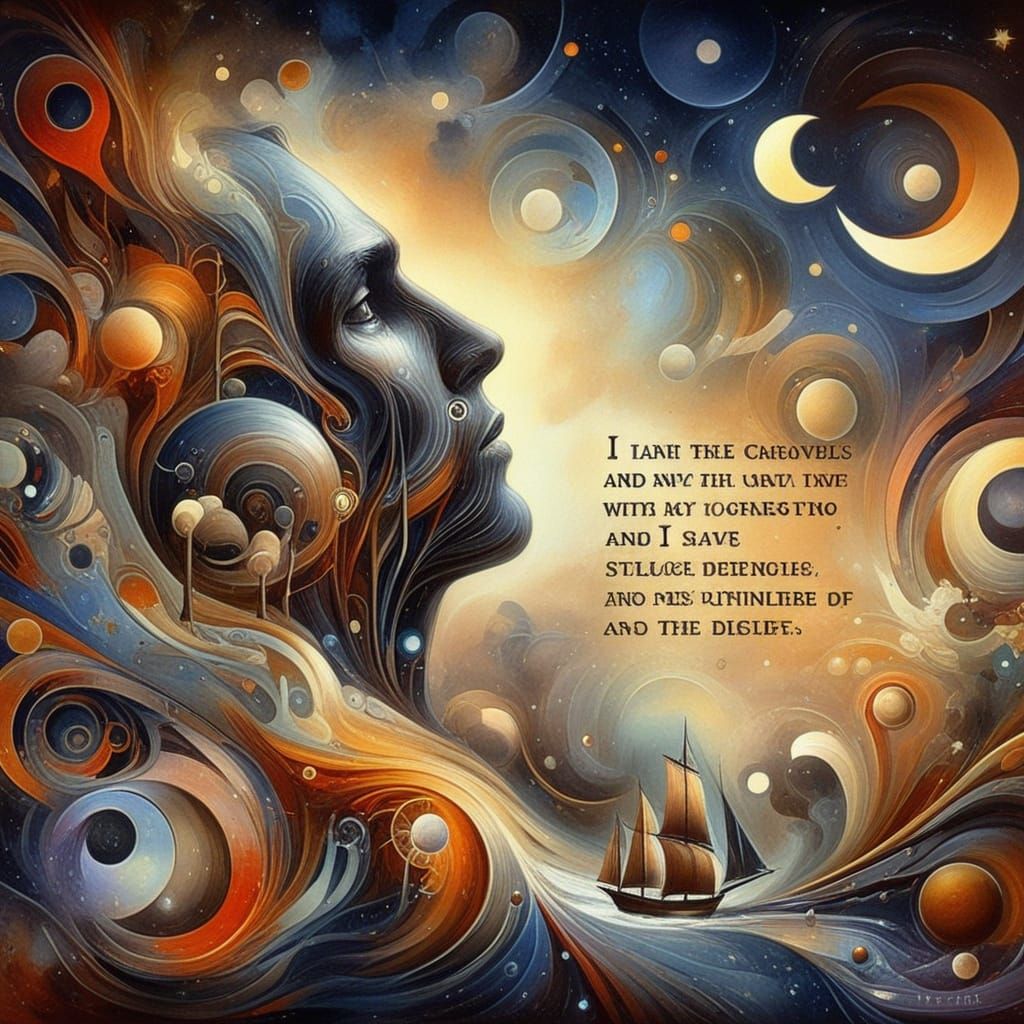 Surrealist Traveler Seeks Cosmic Guidance Under Starry Skies