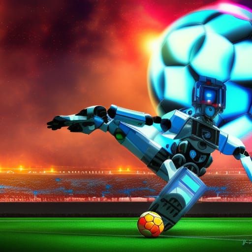 Cyberpunk Angel Plays Soccer: Astral Illustration