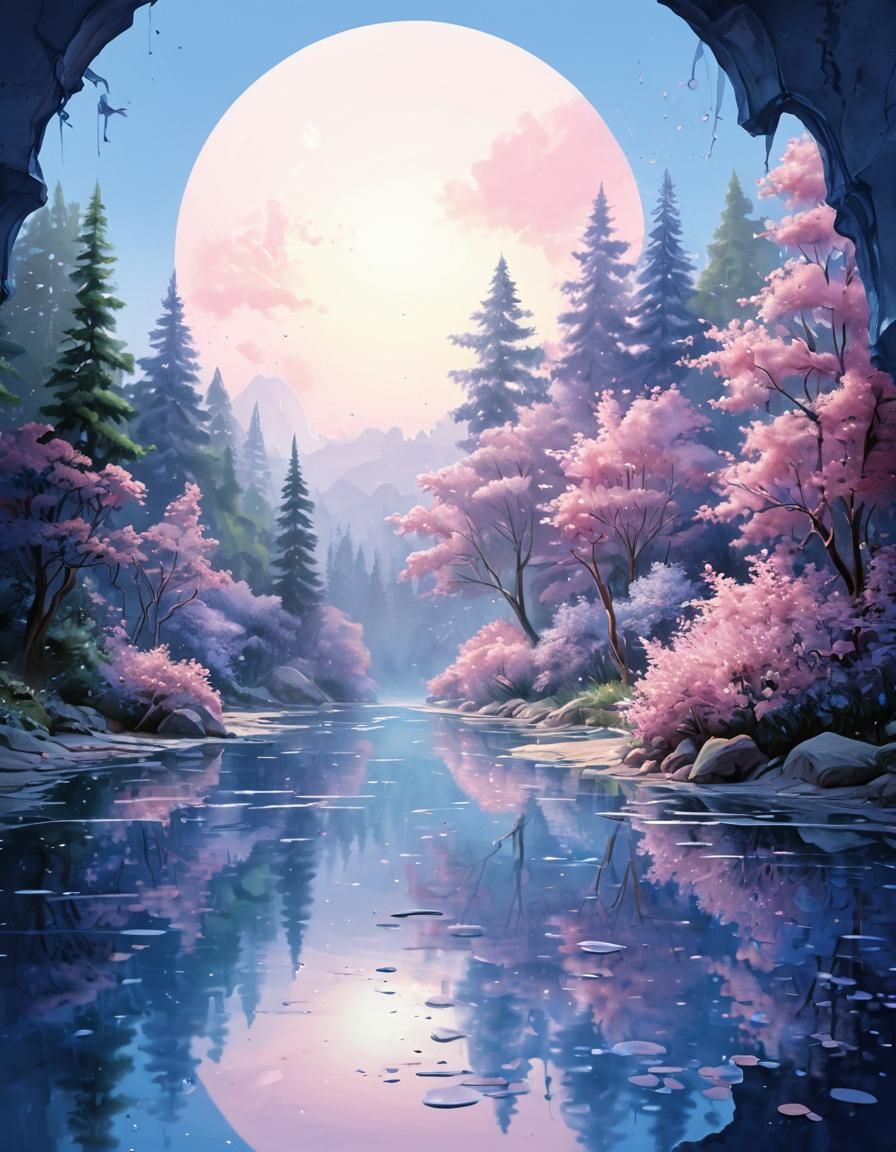 Coquette Scenery in Oil Painted Airbrush Style